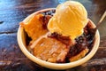 Blackberry cobbler and with vanilla ice cream ala mode Royalty Free Stock Photo