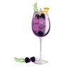 Blackberry cocktail. Summer refreshing drink with rosemary, ice cubes and blackberries. Royalty Free Stock Photo