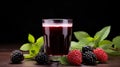 Blackberry juice. juice with Blackberry in a glass. Healthy and diet food. Food photography. AI generated