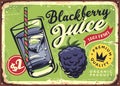 Blackberry juice retro poster design layout Royalty Free Stock Photo