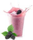 Blackberry milkshake in glass