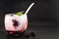 blackberry parfait served in a glass