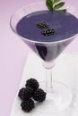 Blackberry shake in a cocktail glass Royalty Free Stock Photo