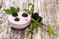 Blackberry Yogurt in a small bowl