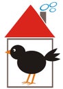 Blackbird in the feeder, vector illustration