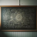 Blackboard containing mathematical equations