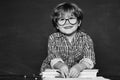 Blackboard background. Little children at school lesson. Kids from primary school. School kids. Schoolboy. Learning Royalty Free Stock Photo