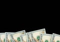 Blackboard background with US dollar money cash 100 banknote Royalty Free Stock Photo