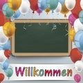 Blackboard Balloons Willkommen