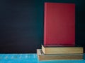 Blackboard and Books. with free space for text Royalty Free Stock Photo