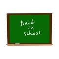 Blackboard with chalk and handwritten message back to school. A simple drawing is drawn by hand. Isolated on a white Royalty Free Stock Photo