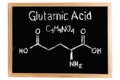 Blackboard with the chemical formula of Glutamic acid Royalty Free Stock Photo