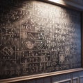 Blackboard containing mathematical equations