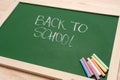 Blackboard with crayons Royalty Free Stock Photo