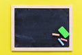 Blackboard dark or chalkboard with horizontal and banner - blackboard texture chalk and eraser writing and drawing for education Royalty Free Stock Photo