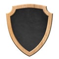 Blackboard with defense protection shield shape with bright wooden frame