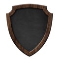 Blackboard with defense protection shield shape with dark wooden frame