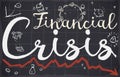 Blackboard with Doodles Announcing the Upcoming Financial Crisis due COVID-19, Vector Illustration