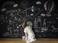 Blackboard Drawing Creative Imagination Idea Concept Royalty Free Stock Photo