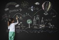 Blackboard Drawing Creative Imagination Idea Concept Royalty Free Stock Photo