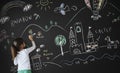 Blackboard Drawing Creative Imagination Idea Concept Royalty Free Stock Photo