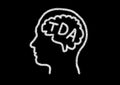 blackboard drawing of a head with TDA on the brain. TDA stands for Attention Deficit Hyperactivity Disorder in Spanish