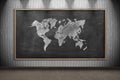 Blackboard with drawing world map Royalty Free Stock Photo