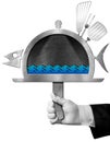 Blackboard Fish Shaped with Hand of Chef Royalty Free Stock Photo