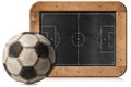 Blackboard with Football Field and Ball Royalty Free Stock Photo