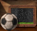 Blackboard with Football Field and Ball Royalty Free Stock Photo