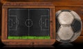 Blackboard with Football Field and Ball Royalty Free Stock Photo