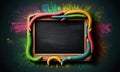 Blackboard frame with colorful color pencil with blank copy space for Kid creativity concept Generative AI