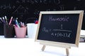 Blackboard with hand written Sequences and Series Formulas Royalty Free Stock Photo