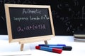 Blackboard with hand written Sequences and Series Formulas Royalty Free Stock Photo