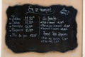 Blackboard handwritten menu outside a french restaurant Royalty Free Stock Photo