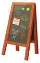 Blackboard with kid chalk drawings. Child education cartoon icon Royalty Free Stock Photo