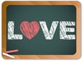 Blackboard with Love Heart Message Royalty Free Stock Photo