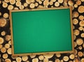 Blackboard at lumber background