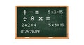 Blackboard with mathematical equations and numbers for education Royalty Free Stock Photo