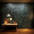 Blackboard with mathematical formulas, enhancing the back to school atmosphere