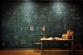 Blackboard with mathematical formulas, enhancing the back to school atmosphere