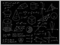 Blackboard Mathematical with Thin Line Shapes and Inscriptions. Vector