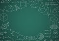 Blackboard Mathematical with Thin Line Shapes Round Design Template. Vector