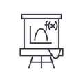 Blackboard,mathematics vector line icon, sign, illustration on background, editable strokes