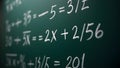 A blackboard with neatly written math formulas using chalk