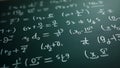 A blackboard with neatly written math formulas using chalk