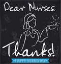 Blackboard with Gratitude Sign and Nurse Celebrating its Day, Vector Illustration