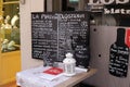Blackboard with offerings of a restaurant in Bologna