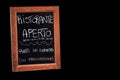 Blackboard outside an open italian restaurant isolated