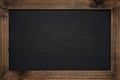 Blackboard panel empty with wooden frame